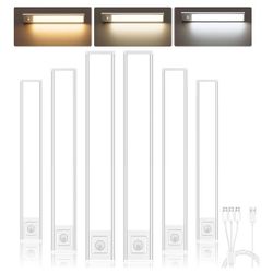 Onforu 9.8" Under Cabinet Lighting, 2000mAh USB-C Rechargeable, Motion Sensor Under Cabinet Lights with 3 Color & Dimmable, Magnetic Under Counter Lig