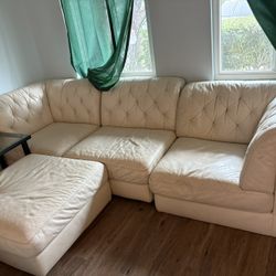 Free White Leather Sectional