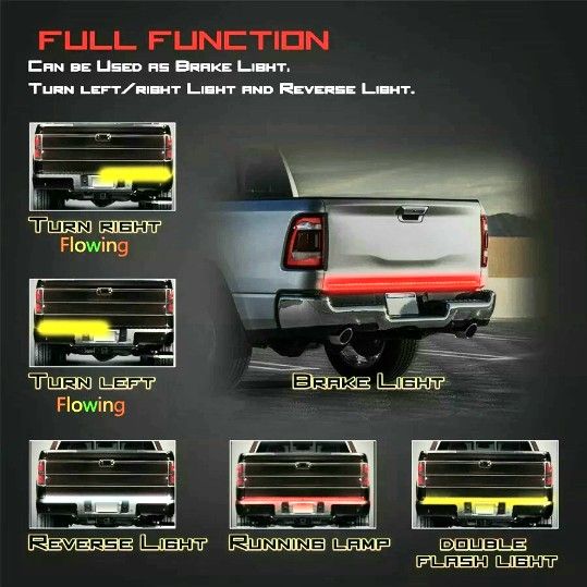 🚨🚦NEW 3X BRIGHTER TRUCK TAILGATE LED STRIP 3RD BRAKE LIGHT! 5 SIGNAL FUNCTIONS🚦🚨