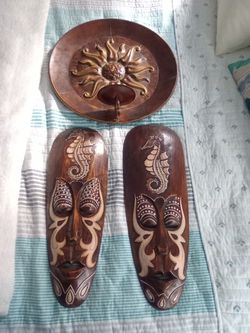 2 African Mask 1 Sun Candle Holder