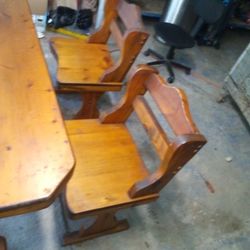 Antique Hand Built Solid Oak Table 