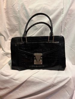 Antonio Melani Black Leather Purse Alligator Embossed Handbag