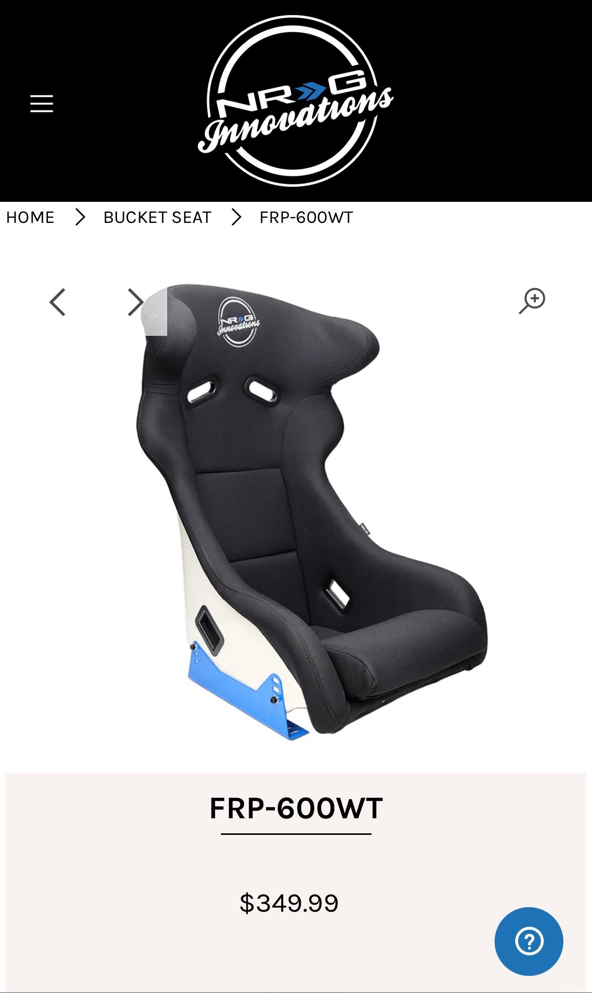 NRG FRP-600WT Bucket Racing Seat - Used