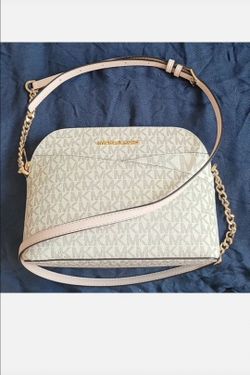 Michael Kors white powder blush logo dome crossbody