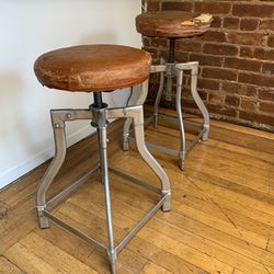 Pair Of Leather Stools 