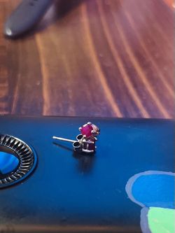 Ruby and silver earrings