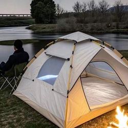Extra-Large Tent With Mesh Screen, 4-Person (White), Lightweight Family Tent|Quick Setup For Park Picnics