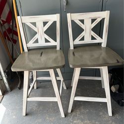 Antique White and Grey Barstools