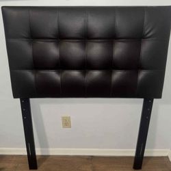 Twin bed faux leather headboard & Metal Bed frame Color Coffee Not Black 