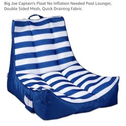 Big Joe Captain's Float No Inflation Needed Pool Lounger, Double Sided Mesh, Quick Draining Fabric