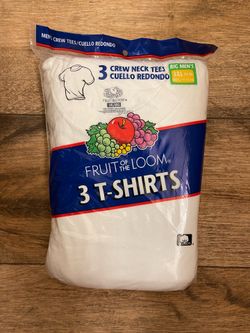 Vintage Fruit of The Loom Crew Neck White Cotton T-Shirt 3 Pack 3XL