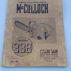 Vintage 1955 McCullock Chain Saw Manual