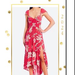 Angie Tropical Floral High Low Dress size S New with Tags vacation summer
