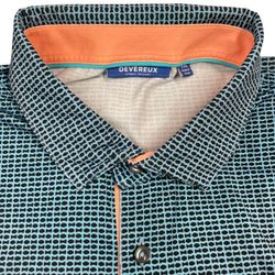 Devereux “Proper Threads” Blue Geometric Golf Polo, Men’s XXL