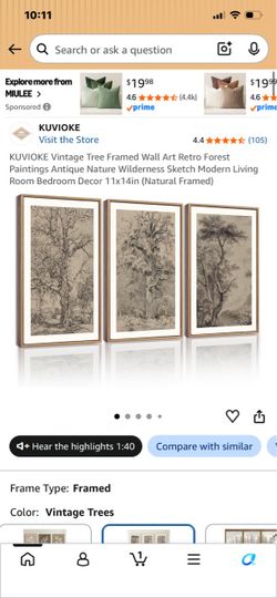 New in box 3 vintage tree framed wall art