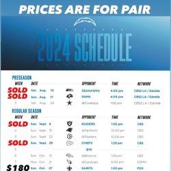 CHARGERS TIX FOR SALE