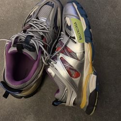 Balenciaga Track Leather Free White Silver Multi