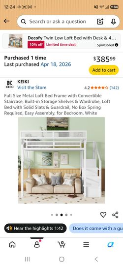 Lofted bed frame/full