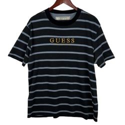 Guess Originals Mens Shirt Los Angeles Striped Black Blue ASAP Witherspoon Medium