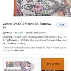 Louis Vuitton Limited Edition Vivienne Silk Bandeau Scarf