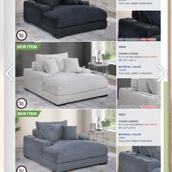 Corduroy lounge chaise new in box / cup holder/ usb