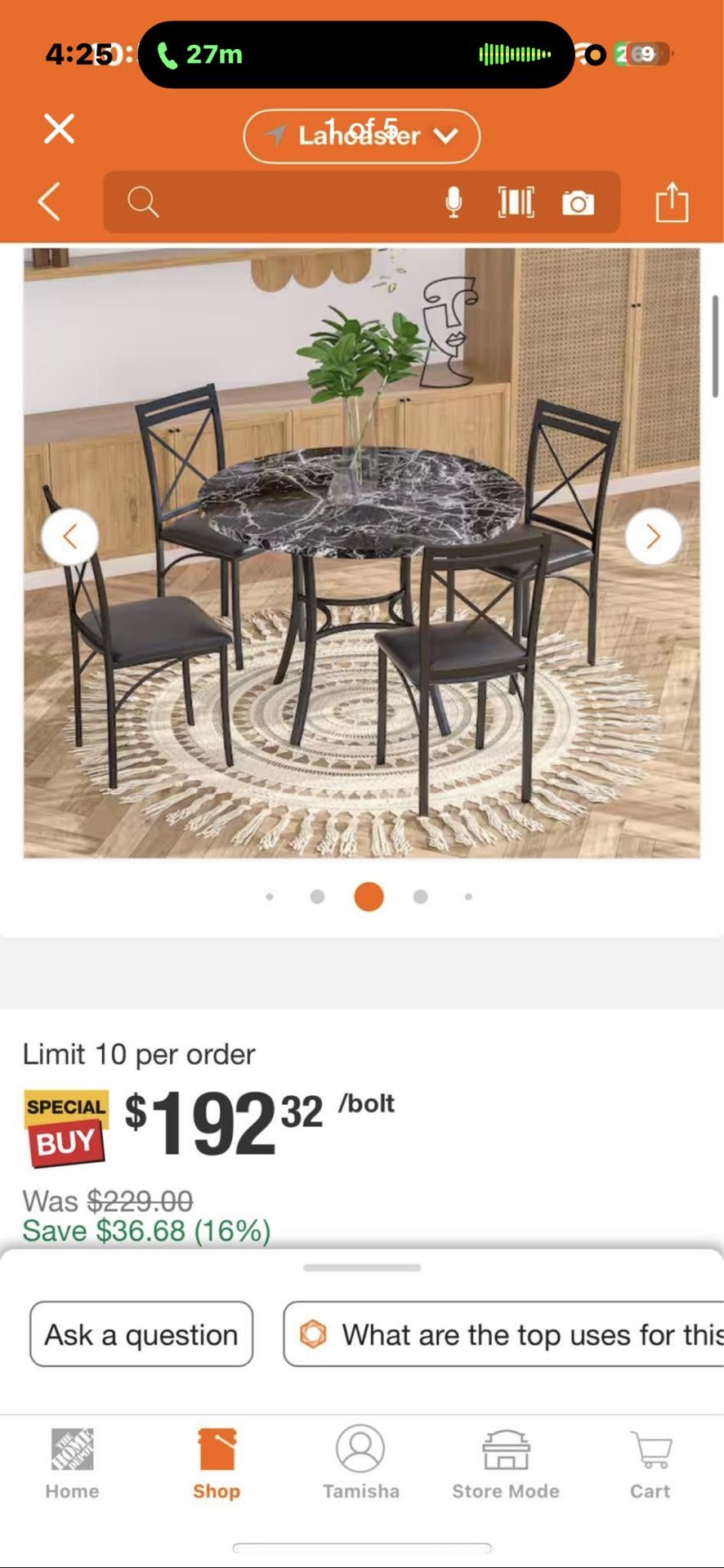 5 Piece Dining Table Set New In Box
