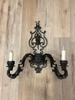 Black Iron Double Wall Sconce 