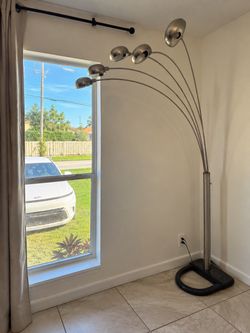 Modern 5 arm arc floor lamp -silver