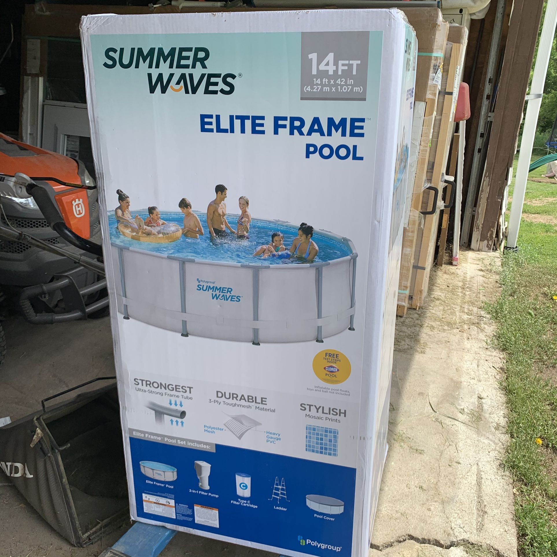 Summer Waves Elite Steel Frame Pool 14ft X 42in W/ Filter Pump System & Ladder