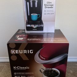 Keurig K-Classic Single Serve Coffee Maker & Keurig Slim Storage Drawer