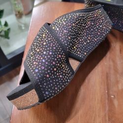 Black Sparkle Wedges Size 9