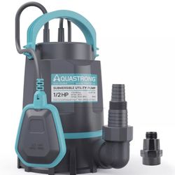 Aquastrong 1/2HP Utility Pump 3159GPH Submersible Water Pump with Float Switch