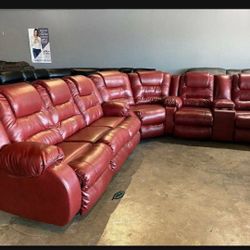 Salsa Red 3 Piece  Reclining Sectional Couch💯  Brand New💫 Financing & Delivery Available✅  Sofa / Living Room Set 👌