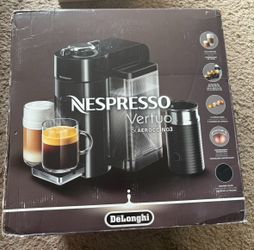 NESPRESSO VERTUO COFFEE MAKER + AEROCCINO3 MILK FROTHER PREMIUM, BLACK (NEW) 