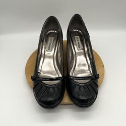 Steve Madden black leather Wedge Heel Shoes Size 8