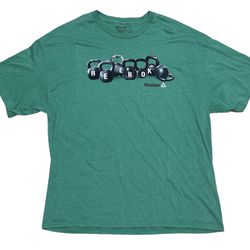 Reebok Kettlebells Logo Graphic Tee Green Men’s T-Shirt | XXL