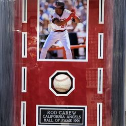 Angels Rod Carew Signed, Certified Baseball In A Premium.Shadowbox Display Frame