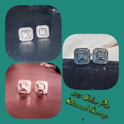 Pair Of .925 Silver Diamond Earrings