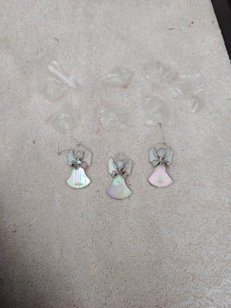 Three Angel Glass Ornaments With Suction Cups