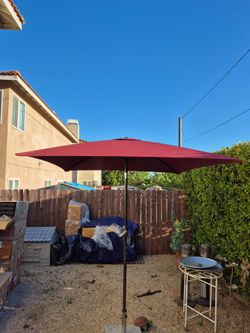 6.5" ft square market umbrella patio color: Burgundy base not included