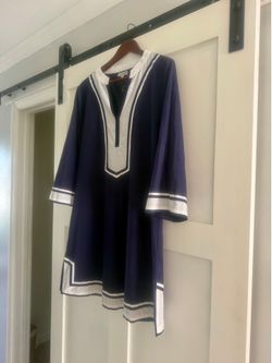 Debbie Katz South Beach Womens White/navy Striped Tunic
