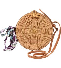 Round rattan bag