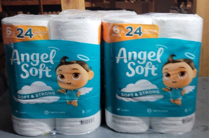 Angel Soft 6 = 24 Toilet Paper $15 for all 3)