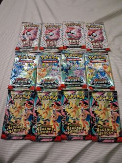 12 un open packs off Pokémon cards