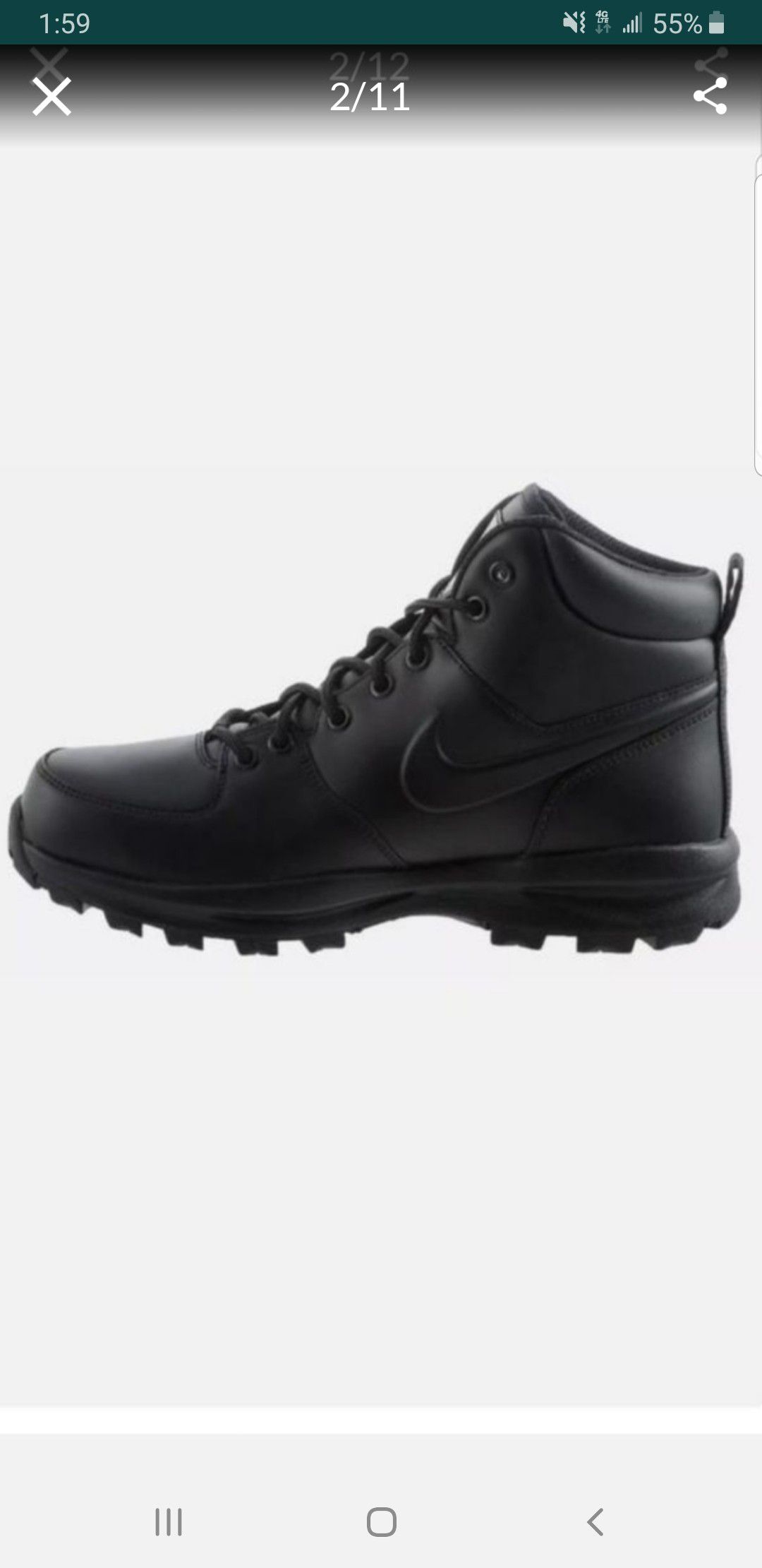 NIKE MANOA LEATHER WORK BOOTS MEN'S CASUAL WINTERIZED ACG TRIPLE SIZE 9 BLACK/BLACK HIGH TOP BRAND NEW WITH TAGS SERIOUS BUYERS ONLY