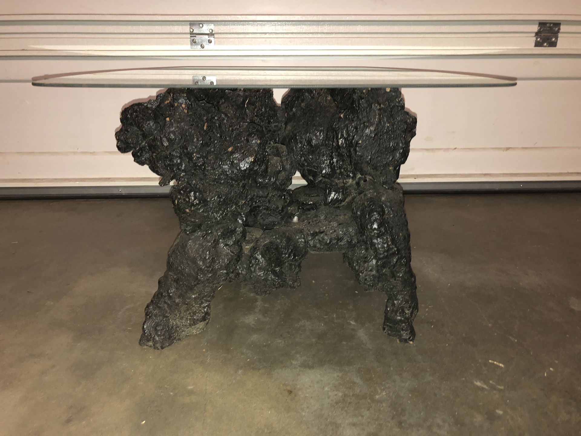 glass top WOOD ROOT TREE ROOT BURNT BLACK TABLE This is a pretty ridiculously amazing wood root tree root burnt black coffee table/end table If yo