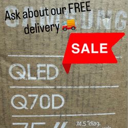 SAMSUNG 75-In Class QLED 4K Q70D Series Quantum HDR, Dual LED, Object Sound Lite, Q-Symphony, Motion Xcelerator Turbo+, Gaming Hub, Smart TV with Alex