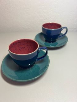 Unused Denby (UK) Two Demitasse/Expresso Retro 1990’s Cup & Saucers