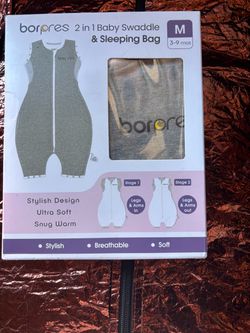 Borpres 2-in-1 Baby Swaddle & Sleeping Bag in size M (3–9 months)