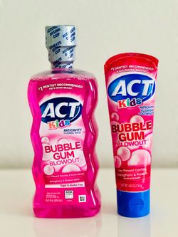 New ACT Kids Bubble Gum Duo (Toothpaste + Rinse)